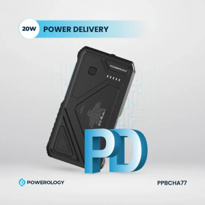 پاوربانک وایرلس شارژ خورشیدی 27000 پاورولوژی Powerology Solar Wireless Charging Power Bank PPBCHA77 همراه با کابل متصل