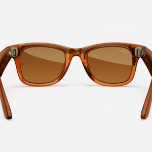 عینک هوشمند ری بن متا مدل وایفارر رنگ کارامل براق با عدسی قهوه ای پلاریزه RAY-BAN META WAYFARER RW4008 سایز 53