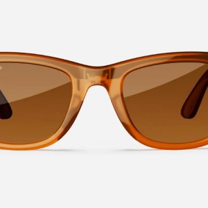 عینک هوشمند ری بن متا مدل وایفارر رنگ کارامل براق با عدسی قهوه ای پلاریزه RAY-BAN META WAYFARER RW4008 سایز 53