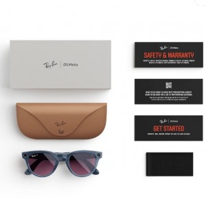 عینک هوشمند ری بن متا مدل هدلاینر رنگ جین (آبی) براق با عدسی قرمز خاکی پلاریزه RAY-BAN META HEADLINER RW4009 سایز 50mm