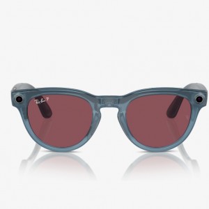عینک هوشمند ری بن متا مدل هدلاینر رنگ جین (آبی) براق با عدسی قرمز خاکی پلاریزه RAY-BAN META HEADLINER RW4009 سایز 50mm