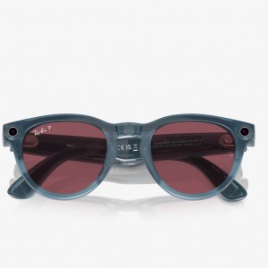 عینک هوشمند ری بن متا مدل هدلاینر رنگ جین (آبی) براق با عدسی قرمز خاکی پلاریزه RAY-BAN META HEADLINER RW4009 سایز 50mm