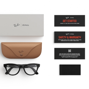 عینک هوشمند ری بن متا مدل اسکایلر رنگ مشکی براق با عدسی شفاف RAY-BAN META Skyler Clear RW4010 سایز 52mm