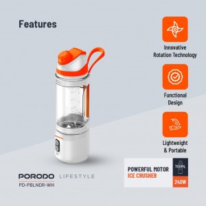 مخلوط کن و شیکر شارژی قابل حمل پرودو Porodo Dual Spin Clockwise & Reverse Portable Blender