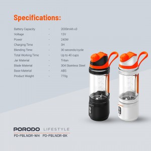 مخلوط کن و شیکر شارژی قابل حمل پرودو Porodo Dual Spin Clockwise & Reverse Portable Blender