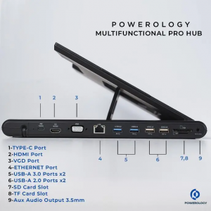 استند لپ تاپ چند کاره و هاب 11 پورت پاورولوژی Powerology Multi-Functional Pro Hub Laptop Stand