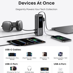 پاوربانک انکر ۲۵۰۰۰ میلی آمپر ۱۶۵ وات Anker Zolo PowerBank 25K 165W Built-In USB-C مدل A1695