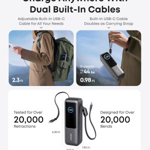 پاوربانک انکر ۲۵۰۰۰ میلی آمپر ۱۶۵ وات Anker Zolo PowerBank 25K 165W Built-In USB-C مدل A1695