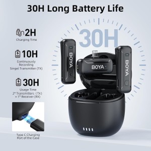 میکروفون یقه ای بی سیم بویا مدل BY-WM3T-D2 رابط Lightning با باکس شارژ BOYA BY-WM3T-D2 Wireless Microphone