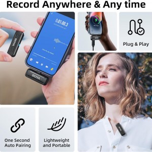 میکروفون یقه ای بی سیم بویا مدل BY-WM3T-D2 رابط Lightning با باکس شارژ BOYA BY-WM3T-D2 Wireless Microphone