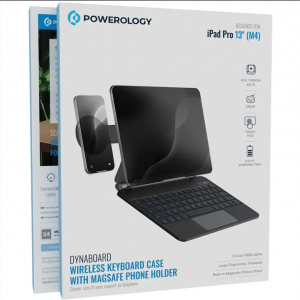 کیبورد تبلت پاورولوژی  آیپد 13 اینچ 2024 اپل Powerology DynaBoard به همراه پایه نگهدارنده MagSafe برای آیپد ۱۳ اینچی (M4)