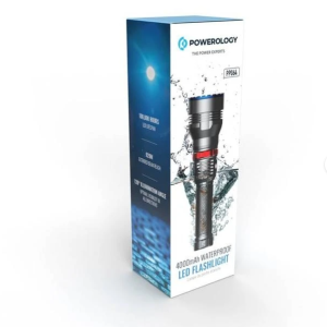 چراغ قوه حرفه ای ضد آب و پر نور پاورولوژی Powerology 4000mAh Waterproof LED Flashlight PPBCHA64-BK