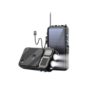 پاوربانک خورشیدی 16000 و اسپیکر بلوتوث پاورلوژی Powerology Solar Power Bank With FM Radio Speaker lights PP049