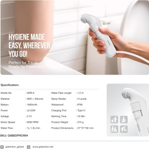 خودشور یا دوش مسافرتی و بیده شارژی گرین لاین مدل Green Lion Bidet Pro