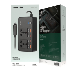 اینورتر فندکی خودرو 200 وات گرین لاین مدل GC-200 GNGC200CINBK
