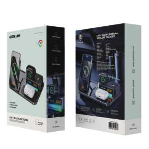 شارژر وایرلس گرین مدل GN6IN1MFWCBK ظرفیت ۵ وات ۶ کاره
