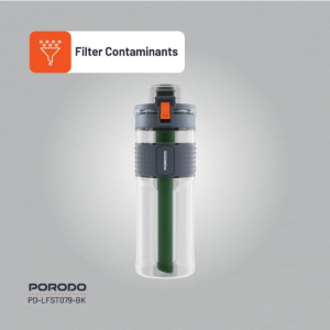 بطری آب تصفیه کننده دو مرحله ای پرودو مدل Porodo Lifestyle Water Filter Bottle with Straw Filter 600ml