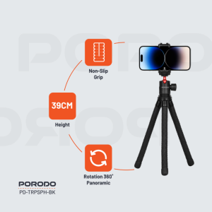 سه پایه گوشی موبایل تاشو 39 سانتی‌متری پورودو PORODO PD-TRPSH-BK