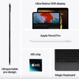 تبلت اپل مدل iPad Pro 13″ M5 2025 (WiFi) حافظه 256 و رم 12 گیگابایت – آیپد پرو 13 اینچ 2025 وای فای جعبه بزرگ