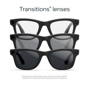 عینک هوشمند ری بن متا  نسل دوم مدل وایفارر رنگ مشکی مات با عدسی ترنزیشن (انتقالی) خاکستری RAY-BAN META (GEN 2) WAYFARER transitions RW4012 سایز 53mm