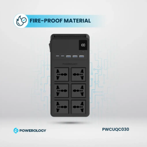 چند راهی برق 2500 وات مدل PWCUQC030 پاورولوژی Powerology 2500W 6AC Power Strip with Built-In Retractable Cables