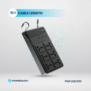 چند راهی برق 2500 وات مدل PWCUQC030 پاورولوژی Powerology 2500W 6AC Power Strip with Built-In Retractable Cables