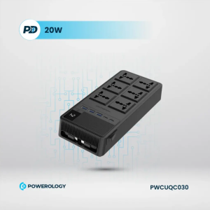 چند راهی برق 2500 وات مدل PWCUQC030 پاورولوژی Powerology 2500W 6AC Power Strip with Built-In Retractable Cables