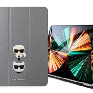 کیف چرمی آیپد پرو 12.9 اینچ طرح کارل و گربه برجسته CG Mobile iPad Pro 12.9 2020/2021/2022 Cat Karl Lagerfeld Leather Case