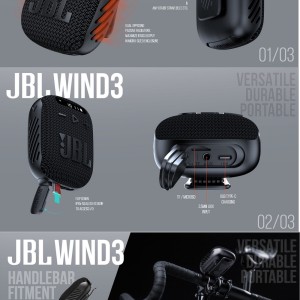 اسپیکر بلوتوثی قابل حمل جی بی ال مناسب دوچرخه و موتور مدل JBL Wind 3