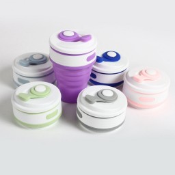 لیوان تاشو درب دار سیلکونی سفری