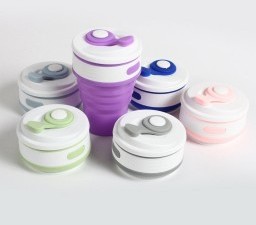 لیوان تاشو درب دار سیلکونی سفری