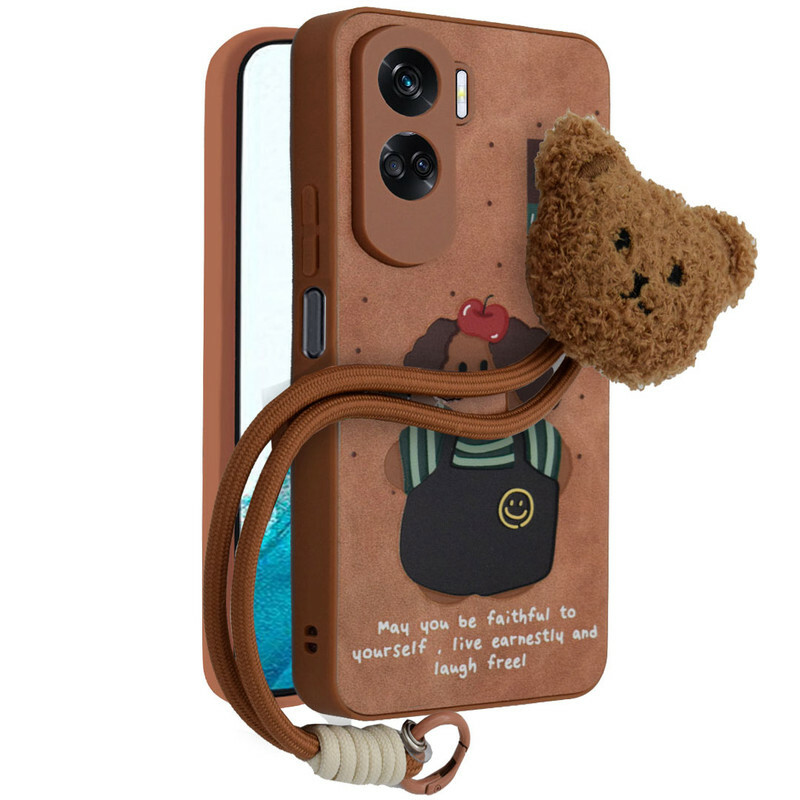 کاور فانتزی مدل Doxie Grip مناسب برای گوشی موبایل آنر Honor 90 Lite به همراه بند آویز خرسی