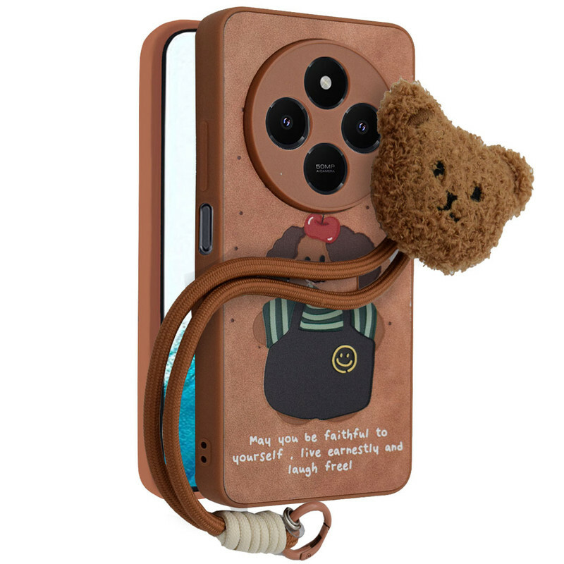 کاور فانتزی مدل Doxie Grip مناسب برای گوشی موبایل شیائومی Redmi 14C / Poco C75 / Redmi A4 / Redmi A3 Pro به همراه بند آویز خرسی