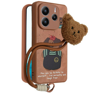 کاور فانتزی مدل Doxie Grip مناسب برای گوشی موبایل شیائومی Redmi Note 14 5G به همراه بند آویز خرسی