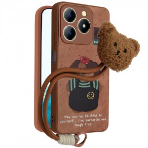 کاور فانتزی مدل Doxie Grip مناسب برای گوشی موبایل ریلمی C61 به همراه بند آویز خرسی