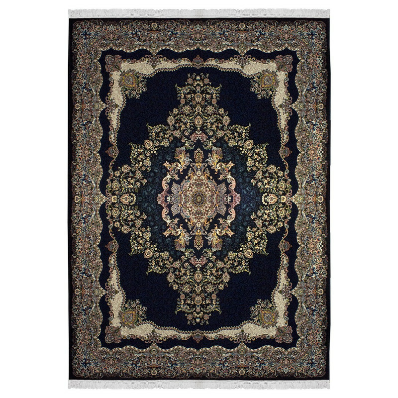 فرش ماشینی پاتریس طرح الماس زمینه سرمه ای 700 شانه