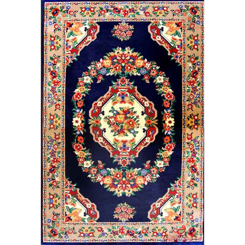 فرش پاتریس طرح گلاب سرمه ای