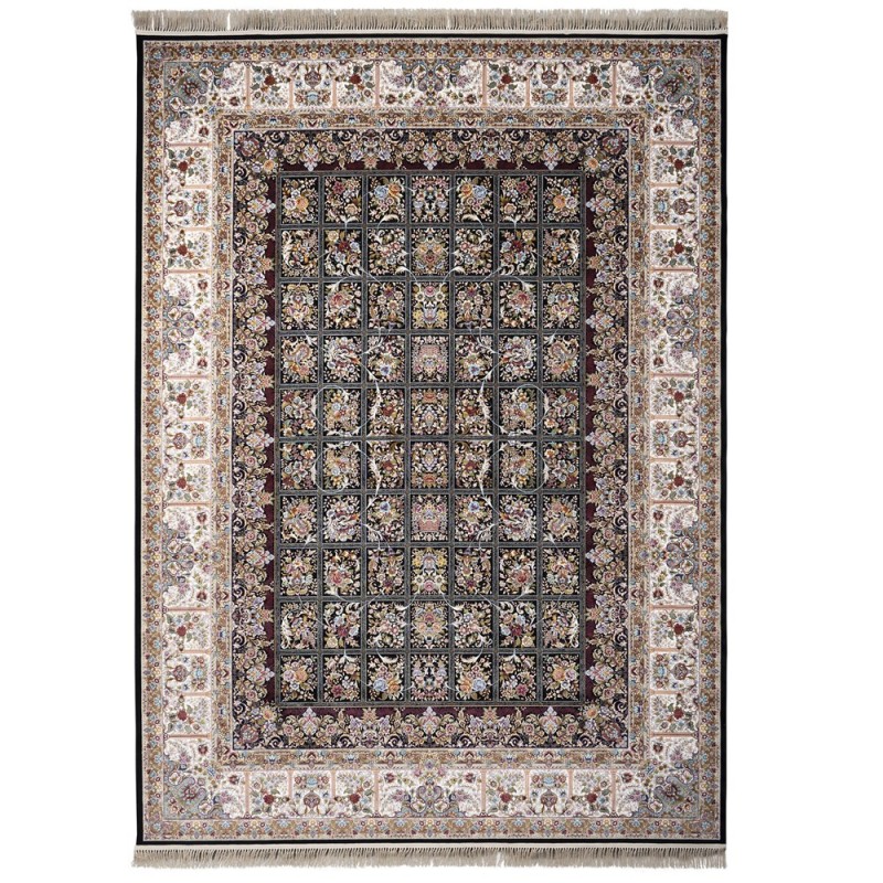 فرش ماشینی طرح شاه نشین سرمه ای 1200 شانه