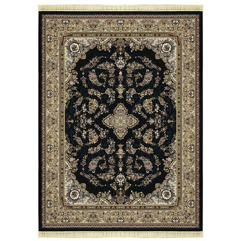 فرش ماشینی محتشم طرح هاله زمینه سرمه ای 700 شانه