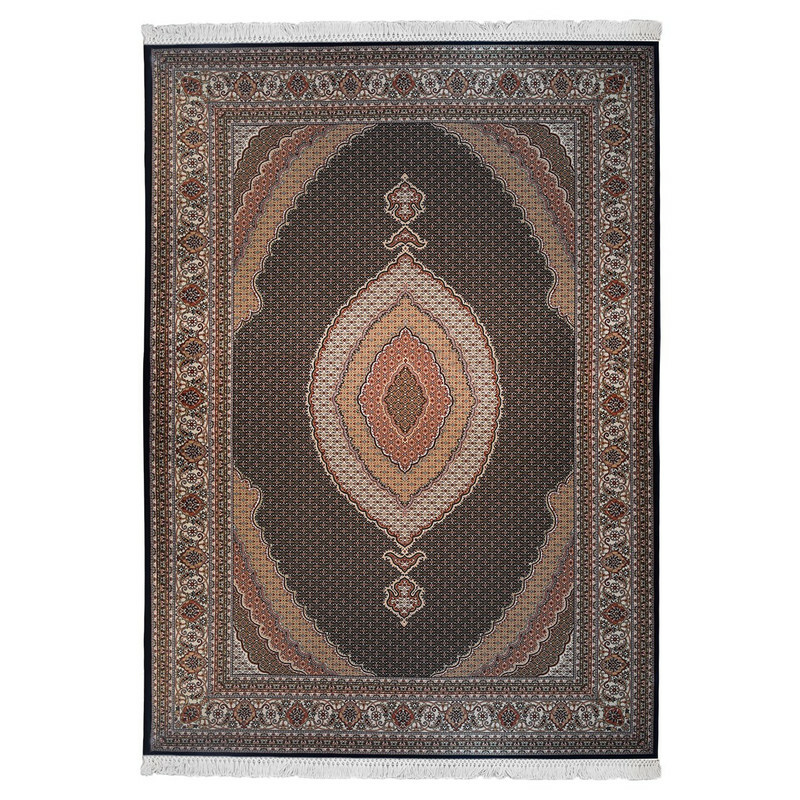 فرش ماشینی پاتریس طرح ریزماهی زمینه سرمه ای 1000 شانه