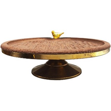 شیرینی خوری گرد پایه دار طرح موج طلایی