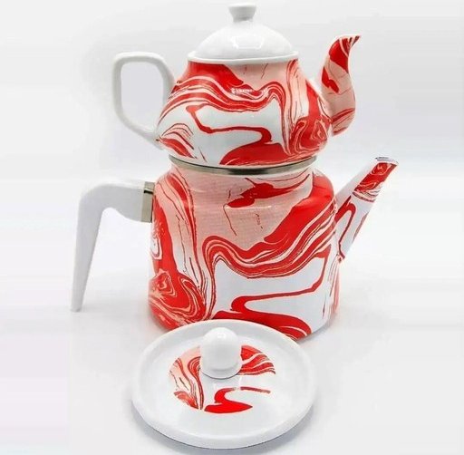 کتری و قوری لعابی دسته بغل