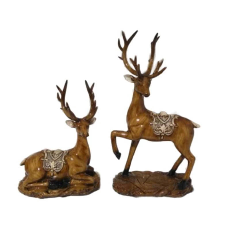 مجسمه دنیا دکوری سرمد مدل گوزن طرح چوبی کد 1 مجموعه 2 عددی