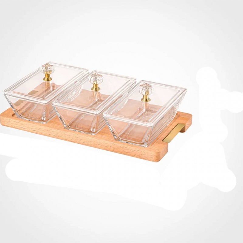 اردو خوری مستطیل پایه چوبی 3خانه لیمون 224859