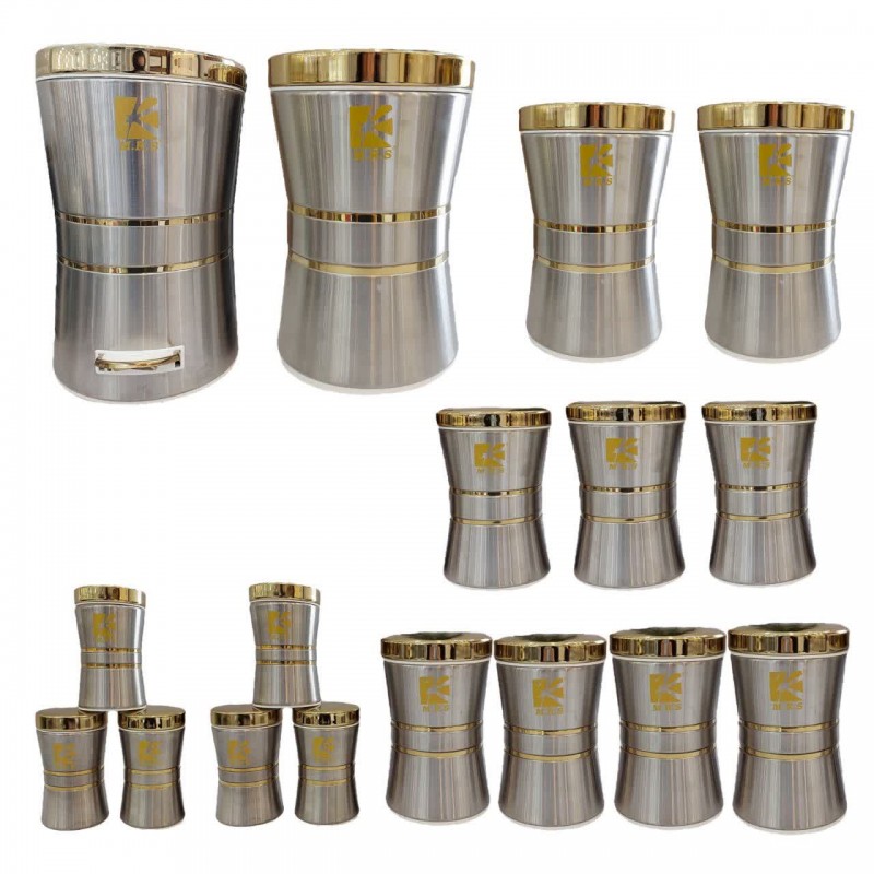 سرویس ۱۸ پارچه  کمر باریک استیل  Mrs  درب طلایی