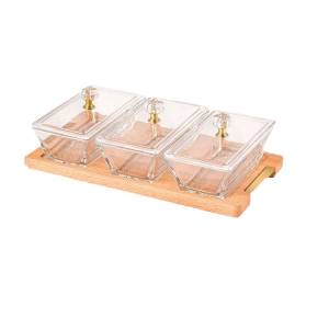 اردو خوری مستطیل پایه چوبی 3خانه لیمون 224859