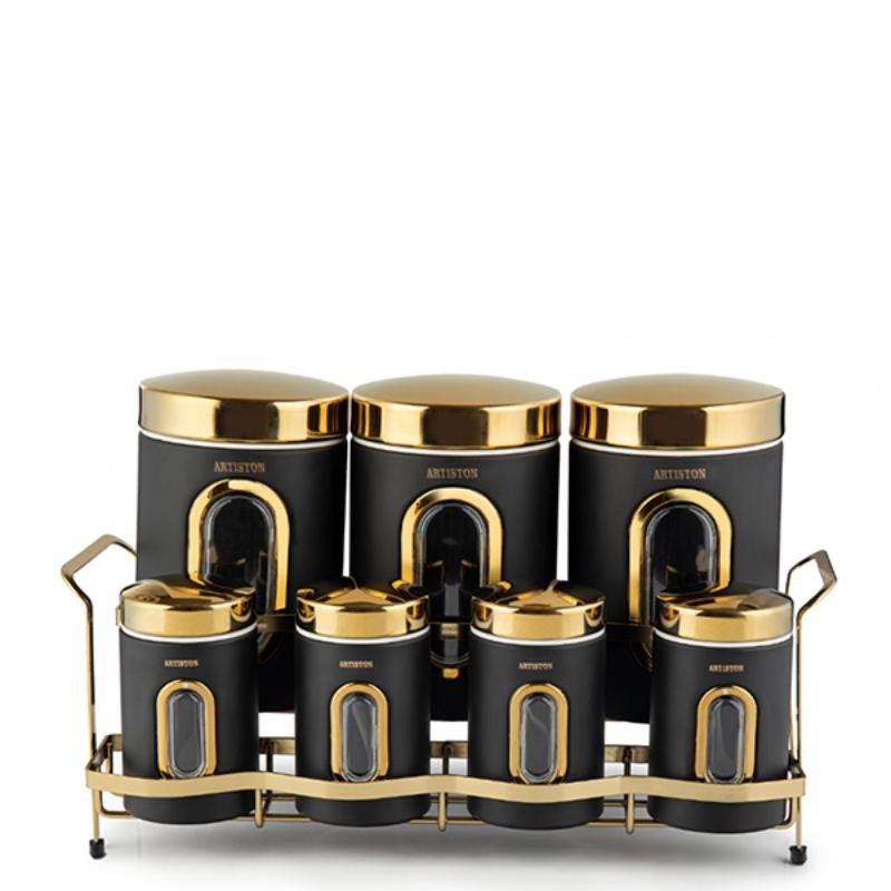 پاسماوری 8 پارچه مشکی درب فلزی طلایی 85106 آرتیستون