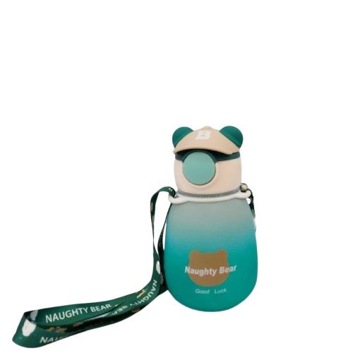 قمقمه کودک مدل نی دار طرح خرس کلاه دار ظرفیت 0.5 لیتر