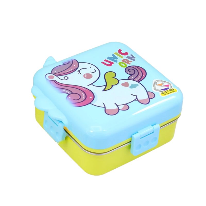 ظرف غذا 2 طبقه داخل استیل طرح یونیکورن