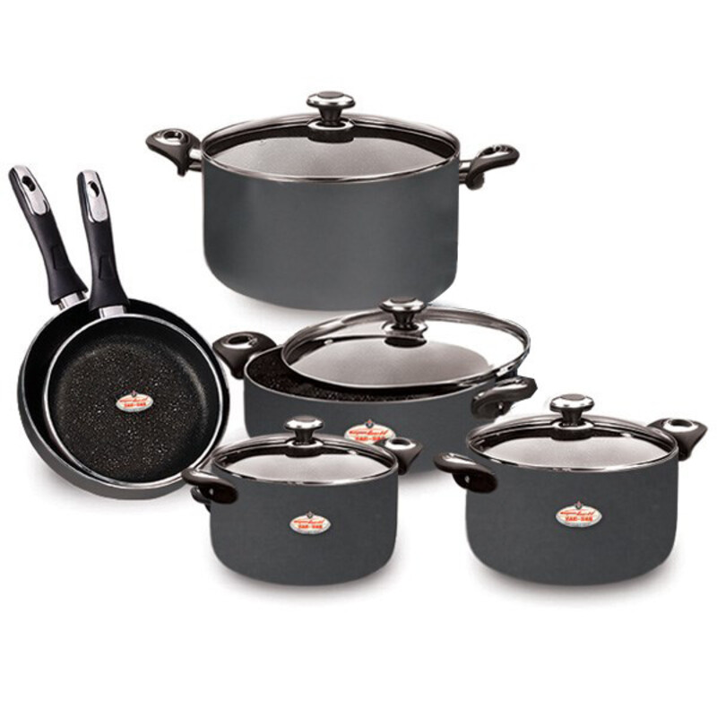 سرویس قابلمه گرانیتا زرساب 10 پارچه با در شیشه ای مدل GT-7500G